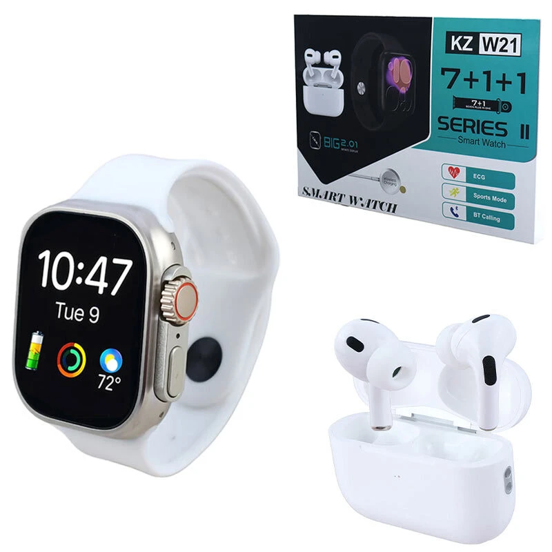 پکیج ساعت هوشمند و هندزفری بلوتوثی مدل KZ-W21 Series 11