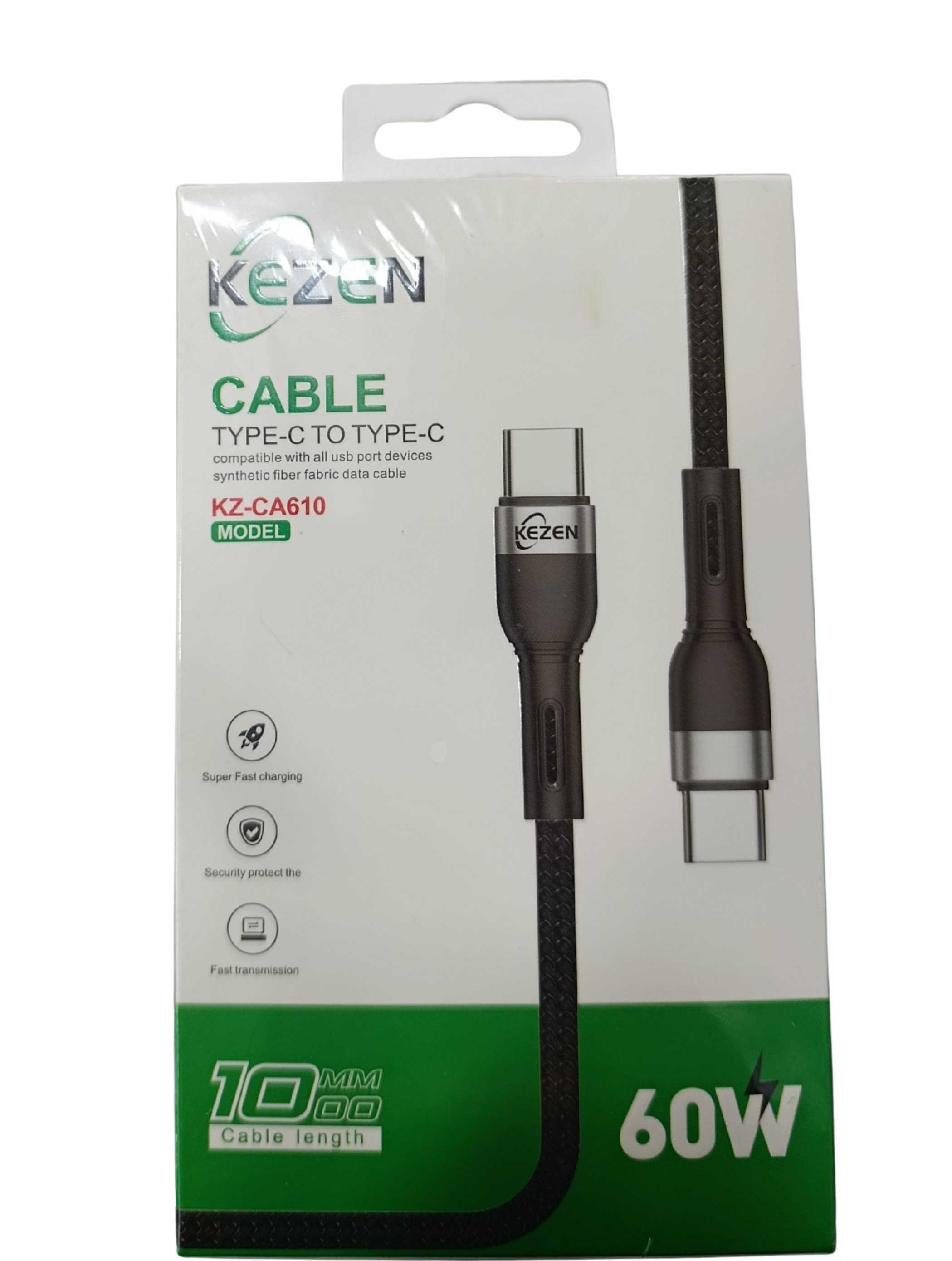 کابل دو سر تایپ سی برند kezen مدل KZ610 طول 1.2 متر
